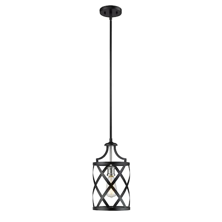 Z-Lite Malcalester 1 Light Mini Pendant, Matte Black 481MP-MB-BN